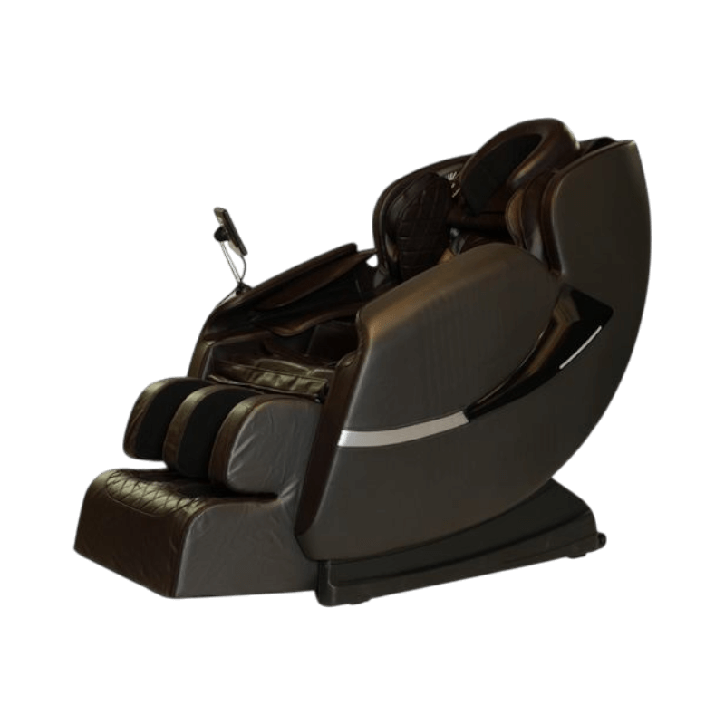 Massagefåtölj i lyxig brun design med Zero Gravity-funktion och benmassage